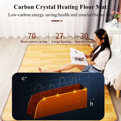 Miniatura 3 de Alfombra de calefacción eléctrica, tapete calefactable, almohadilla térmica eléctrica, calentador de pies con temporizador y termostato ajustable