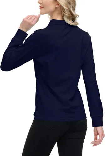 Miniatura 31 de JINSHI Polo de golf para mujer, de manga larga, con cremallera, deportiva, de secado rápido, atlética, casual, ajustada