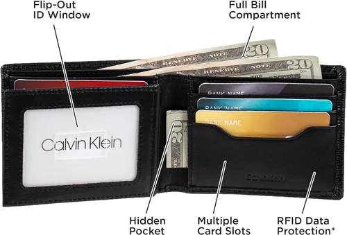 Miniatura 6 de Calvin Klein Billetera plegable minimalista de piel RFID para hombre