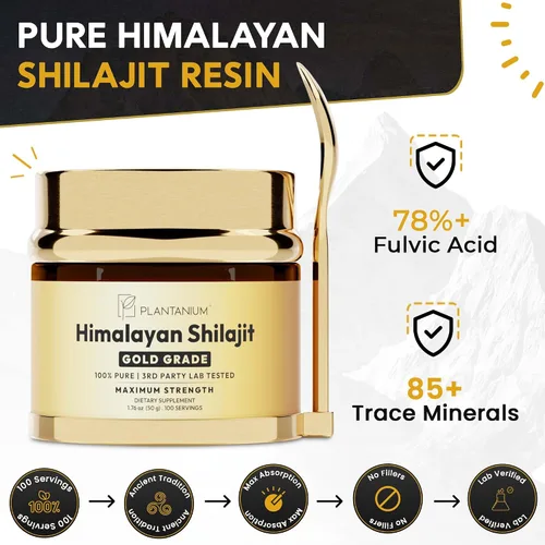 Miniatura 3 de Resina Shilajit del Himalaya prémium de grado dorado 1.76 oz, 100 porciones, más de 85 minerales traza, 78% más de ácido fúlvico. Energía, vitalidad
