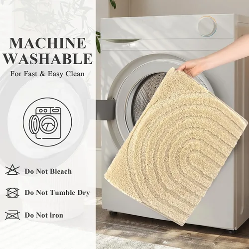 Miniatura 6 de Juego de alfombras de baño HEBE de 5 piezas, tapetes de baño absorbentes y suaves para baño, juego de tapetes de baño lavables a máquina