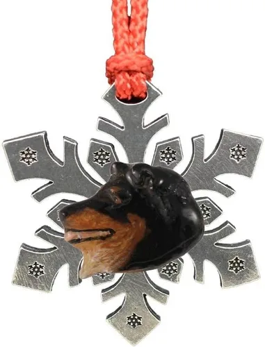 Miniatura 6 de Adorno navideño para colgar en la cabeza de collie con borde de peltre antiguo hecho a mano para decorar coronas y árboles de Navidad del hogar