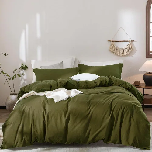 Miniatura 379 de CLOTHKNOW - Juego de edredón verde militar tamaño completo de 3 piezas, juego de ropa de cama verde oscuro, edredón suave con 2 fundas de almohada