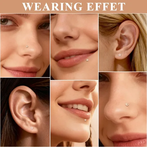 Miniatura 4 de Juego de 12 aretes de nariz transparentes para el trabajo, para mujeres y hombres, 12 piezas de 18G 20G Bioflex de plástico en forma de L, retenedor