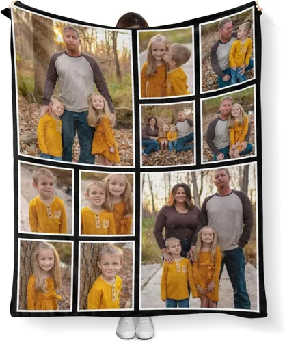 Miniatura 12 de Mantas personalizadas con fotos, manta personalizada con imagen para familia, mamá, papá, parejas, bebé, manta de fotos personalizada con collage