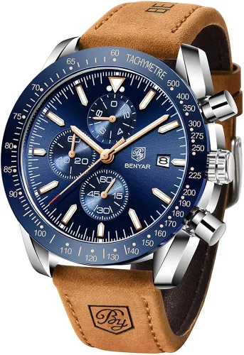 BENYAR - Elegante reloj de pulsera para hombre reloj de pulsera de silicona auténtica movimiento de cuarzo perfecto impermeable y resistente a los