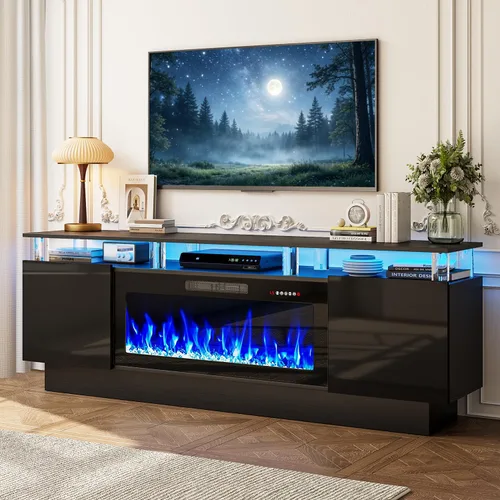 Soporte de TV para Chimenea con Chimenea de 36", Soportes de TV para Chimenea Negros de 70 Pulgadas para Sala de Estar, Soporte de TV de Chimenea