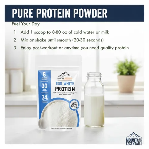 Miniatura 6 de Polvo de proteína de clara de huevo, 0.85 oz de proteína, un solo ingrediente, sin sabor, 100% puras claras de huevo secas pasteurizadas, ideal