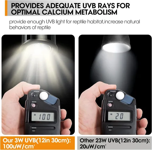 Miniatura 4 de Luz de reptil UVB 5.0 de alta calidad, espectro completo UVA UVB de 3 W, bombilla tropical para un metabolismo óptimo del calcio, ideal