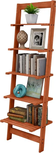 Miniatura 12 de Lavish Home - Estantería de escalera de 5 niveles, estantería inclinada estrecha de 50 pulgadas, estantería de madera para sala de estar, baño