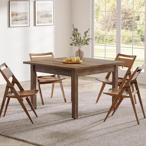 Miniatura 8 de Tribesigns Mesa de comedor de madera, mesa de cocina moderna para comedor, sala de estar, 2-4 personas, mesa de comedor cuadrada con patas