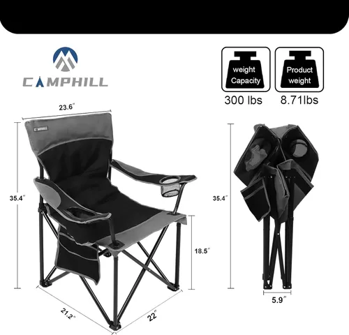 Miniatura 3 de Sillas de camping portátiles de gran tamaño, sillas plegables para exteriores con bolsillo y portavasos, bolsa de transporte para camping, portones