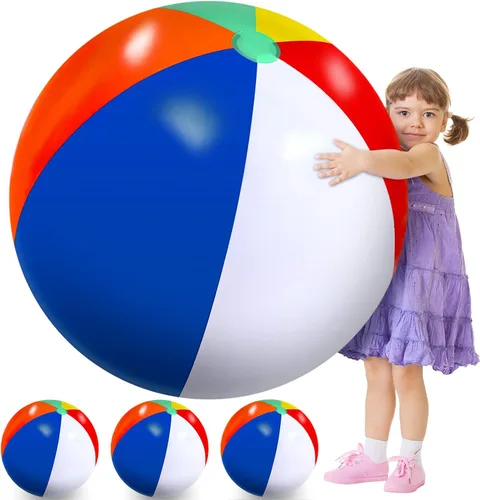 Supervitae 4 piezas de pelota de playa gigante de 27 pulgadas, pelota de playa inflable grande, juguetes de piscina para fiesta de verano en la