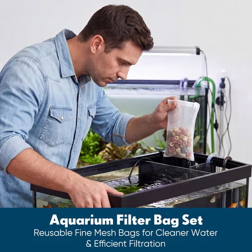 Miniatura 5 de Geiserailie 4 Pcs Aquarium Filter Media Bags 150 Micrometer Fine Filter Bags Mesh Reusable with Zipper for Activated Carbon Resins (3.1 x 7.9 Inch)