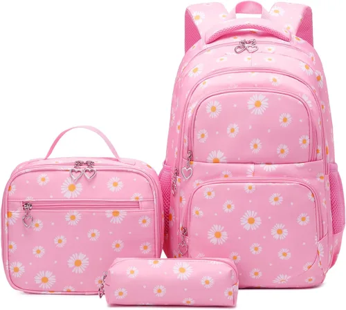 Miniatura 20 de 3 piezas de mochila con estampado de margaritas para niños, mochila de escuela primaria, mochila para estudiantes de primaria, mochila para Negro
