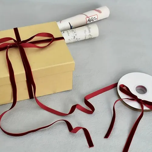 Miniatura 7 de Cinta de terciopelo burdeos para envolver regalos, cinta decorativa para manualidades navideñas DIY, bodas, arreglos florales, fiestas, decoración