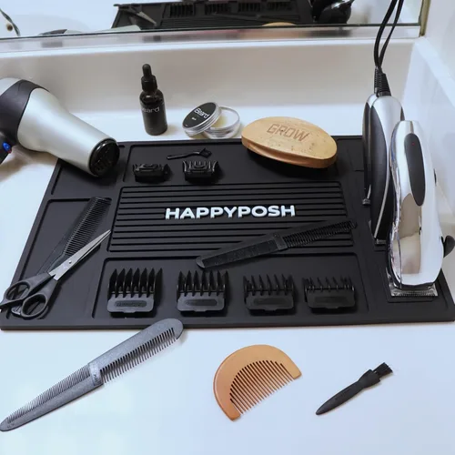 Miniatura 9 de Tapete magnético de barbería, tapetes de barbería para cortadoras, almohadilla de salón de barbería para estación, tapete de mesa, organizador