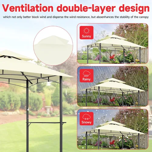 Miniatura 2 de Grill Gazebo Replacement Canopy Top Only - 5' x 8' Outdoor BBQ Gazebo Canopy Roof, Waterproof Double Tiered Shelter Cover Fit for Model L-GG001PST-F