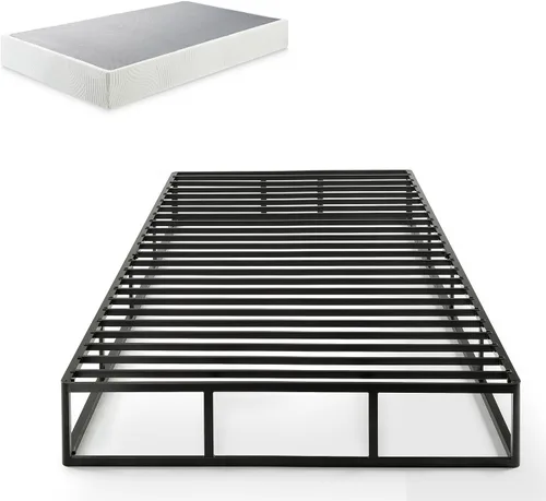 Miniatura 13 de Zinus Muelle de bloqueo rápido de 4 pulgadas de perfil bajo/Base de colchón/Estructura de acero resistente/Fácil armado, Acero, Blanco