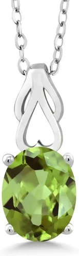 Miniatura 117 de Gem Stone King Collar de plata de ley 925 con piedra natal ovalada de 0.354 x 0.276 in Collar con colgante solitario para mujer Con cadena