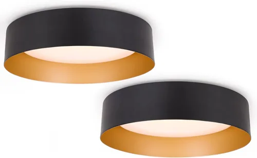 Miniatura 15 de Bargeni Lámpara de techo empotrada, lámpara de techo LED de 12.5 pulgadas, 5CCT regulable/2700K-6000K/20W, negro mate con acento de madera, montaje