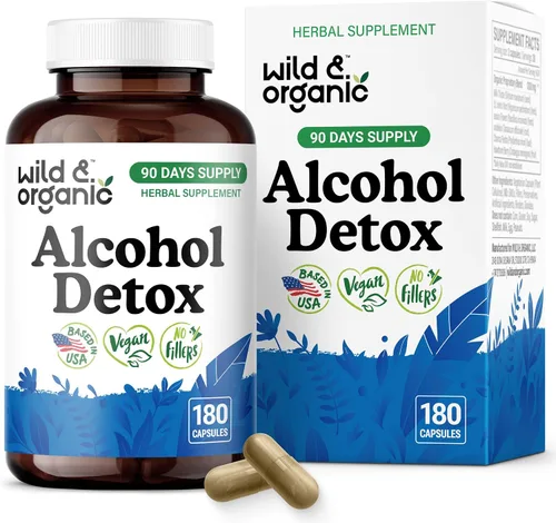 Miniatura 10 de Wild & Organic Gotas de desintoxicación de alcohol, limpieza de hígado y riñón con cardo mariano, triturador de piedras Chanca Piedra, complejo anti
