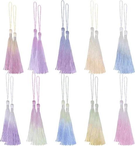 VAPKER 20 mini borlas – Borlas suaves y sedosas hechas a mano de 5 pulgadas con lazo para cordón para marcadores, manualidades y fabricación de