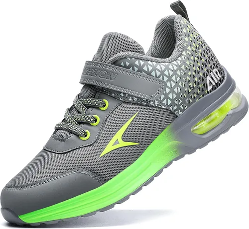 ASHION Zapatos deportivos para niños y niñas, tenis para correr, ligeros, para caminar, zapatos deportivos de aire, color azul y naranja, talla 33