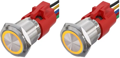 Miniatura 18 de APIELE Interruptor momentáneo de botón de encendido y apagado de 0.748 in de aleación de aluminio con cabezal de ojo de ángel LED de 12 V