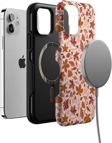 Miniatura 4 de Funda Casely para iPhone 12 Mini No puedo evitar enamorarme Hojas de otoño Compatible con MagSafe Diseño protector audaz