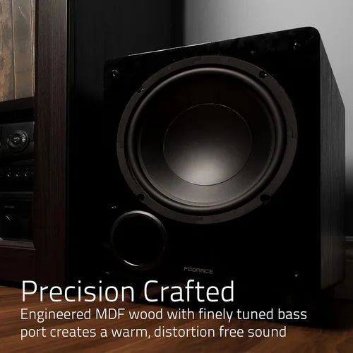 Miniatura 3 de Fluance DB10W Subwoofer con alimentación eléctrica de baja frecuencia de 10 pulgadas para cine en casa (Nogal natural)