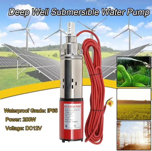 Miniatura 2 de Kit de bomba sumergible solar de 200 W, bomba de mano de pozo de agua profunda de 12 V CC, energía alternativa alimentada por energía solar