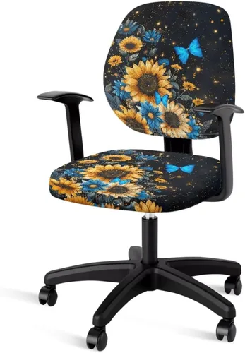 Miniatura 33 de Talayituse - Funda para silla de oficina o computadora con estampado de estrellas de playa, funda de asiento dividida elástica, extraíble y lavable