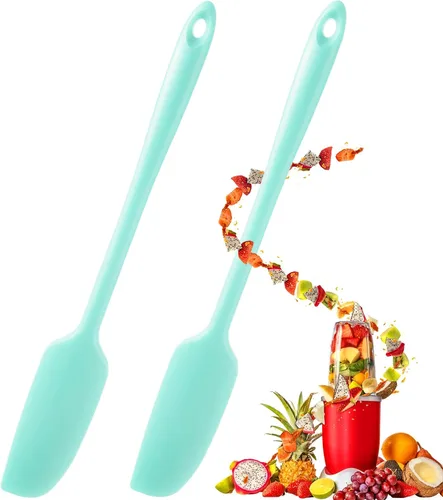 Miniatura 8 de Patelai 2 piezas de espátulas de silicona con mango largo, raspador de goma antiadherente, resistente al calor, espátula de silicona para frascos