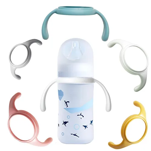 Miniatura 2 de Paquete de 2 empuñaduras para botellas compatibles con biberones de lactancia Pigeon y botellas de vidrio con revestimiento de silicona