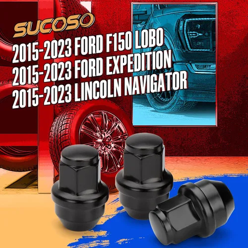 Miniatura 3 de Tuercas de llanta de 14 x 1.5 para Ford F150 2015-2024, diseño sólido de una pieza para F-ord Expedition F-150 Lincoln Navigator en ruedas de Negro