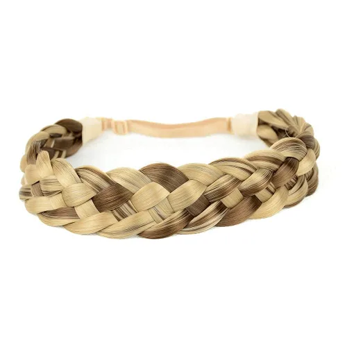 Miniatura 22 de Diadema clásica de cabello sintético trenzado de 5 hebras, trenzas gruesas y anchas, extensión de cabello con elástico para mujeres y niñas