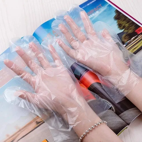 Miniatura 8 de CFGROW 100 guantes de plástico desechables, sin látex, sin polvo, guantes de mano de polietileno transparente, no estériles para limpieza, cocina