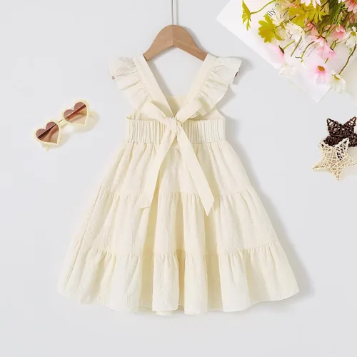 Miniatura 3 de YOUNGER TREE - Vestido de verano para bebé o niña pequeña, con mangas con volantes, halter, casual, para la playa, vestido de verano para niños