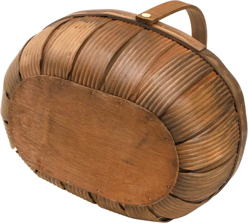 Miniatura 3 de Lawei Paquete de 3 cestas de pan de madera, cesta de picnic de virutas de madera con asas, cesta de almacenamiento de frutas tejidas a mano