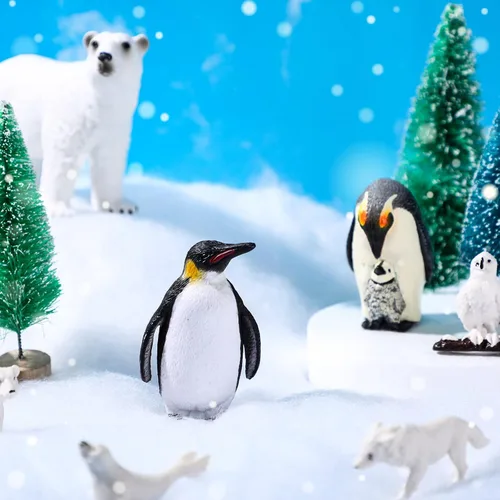 Miniatura 4 de 19 piezas de conjunto de figuras de animales árticos, diorama de hábitat de animales árticos, figuras de animales polares, osos polares, pingüinos