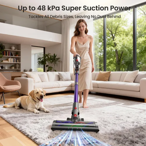 Miniatura 2 de Xlife Aspiradora Inalámbrica, Aspiradora de Palo de 550W 48KPA para el Hogar, Aspiradora Inalámbrica con Base Autoportante, Cepillo Antienredo