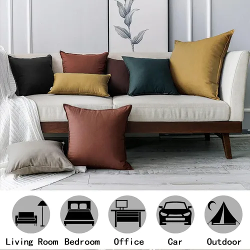 Miniatura 4 de Jeanerlor - Funda de cojín sólida de lino y algodón para decoración, de 18x18 pulgadas, funda de almohada especial para sofá, cama, silla