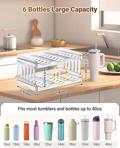 Miniatura 4 de Gracenal Organizador de botellas de agua para accesorios de taza Stanley, organizadores de gabinete y almacenamiento para vaso Meoky de 40 onzas