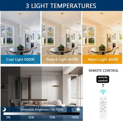 Miniatura 3 de Candelabros de cristal modernos de 1 luz LED regulable Iluminación colgante para isla de cocina, comedor, pasillo
