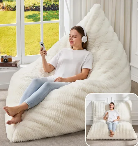 Miniatura 30 de Hobestluk Silla Puf 3 en 1, Sillas Puf Gigantes para Adultos con Cubierta de Burbujas, Cojín de Suelo Convertible con Cubierta Lavable a Máquina