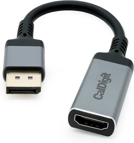 CalDigit Adaptador activo DisplayPort 1.2 macho a HDMI 2.0b hembra 4K 60Hz, pantalla de alta actualización, color de 10 bits, HDR y soporte