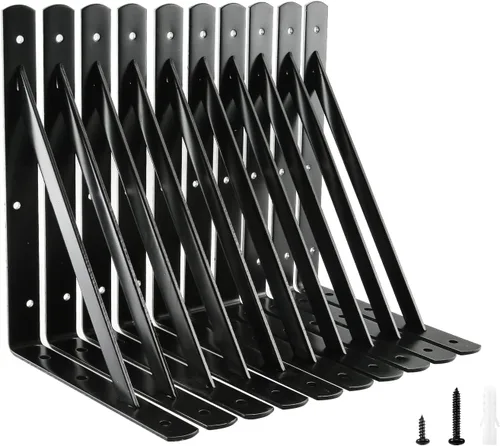 Miniatura 11 de HOME MASTER HARDWARE Soportes de estante resistentes de 12 x 8 pulgadas, capacidad de carga: 600 libras, paquete de 10 soportes L de metal blanco