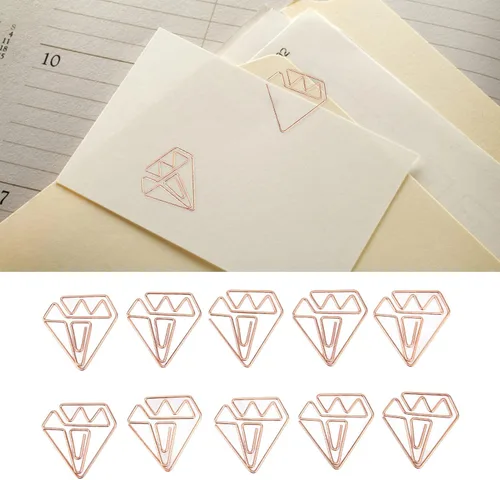 Miniatura 6 de 100 clips de papel con forma, clips pequeños de oro rosa, abrazaderas de documentos para archivos de fotos, para oficina, escuela, estudiantes