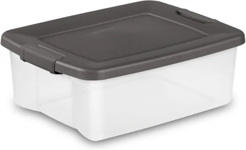Miniatura 10 de Sterilite Paquete de 6 contenedores de almacenamiento de plástico transparente con tapas, 50 cuartos de galón, color gris, cajas organizadoras